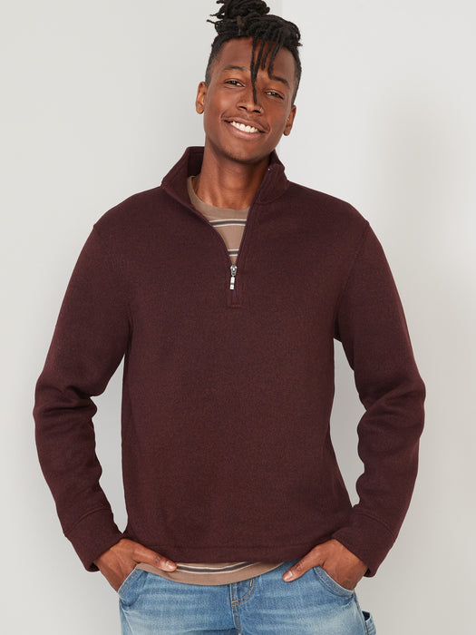 Sweater-Fleece Mock-Neck Quarter-Zip Sweatshirt for Men
