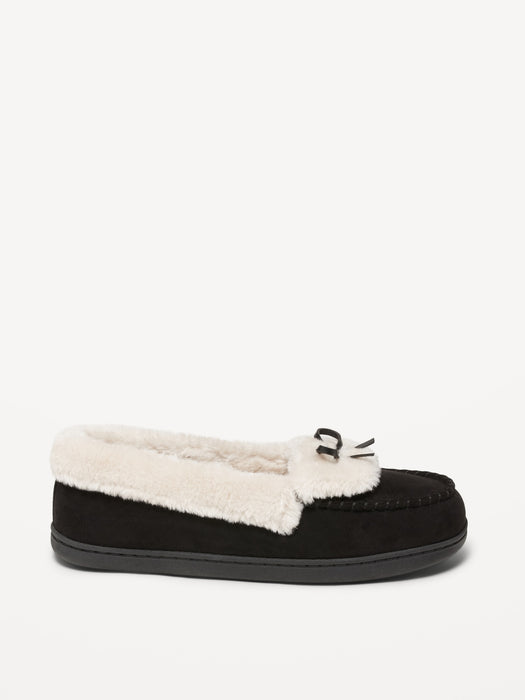 Faux-Suede Moccasin Slippers for Women