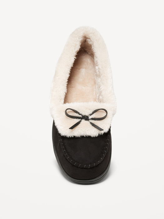 Faux-Suede Moccasin Slippers for Women