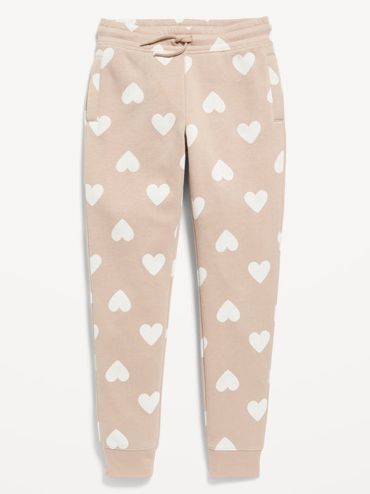 Printed Vintage High-Waisted Jogger Sweatpants for Girls