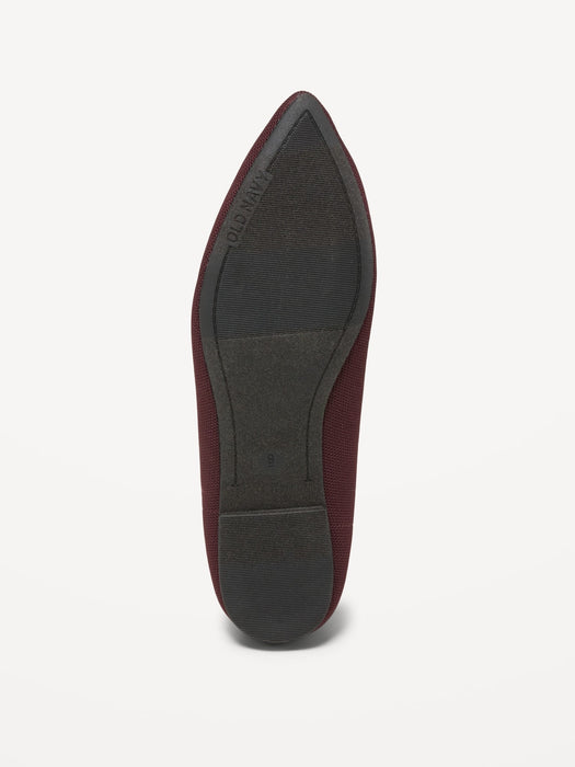 Textured-Knit Pointy-Toe Ballet Flats for Women