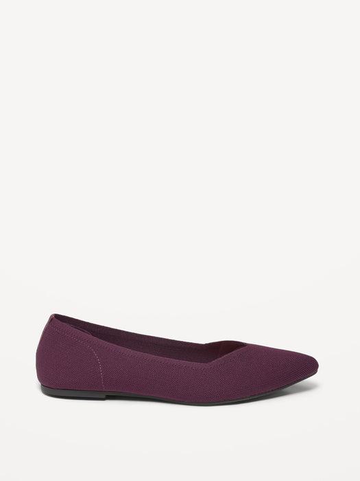 Textured-Knit Pointy-Toe Ballet Flats for Women