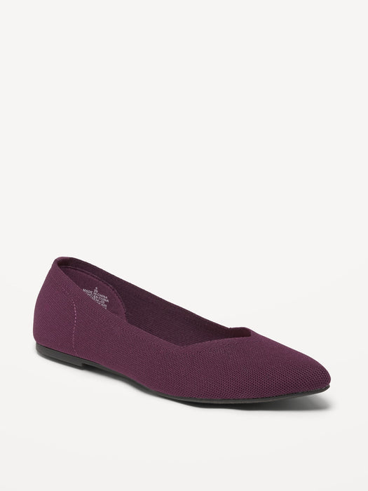 Textured-Knit Pointy-Toe Ballet Flats for Women