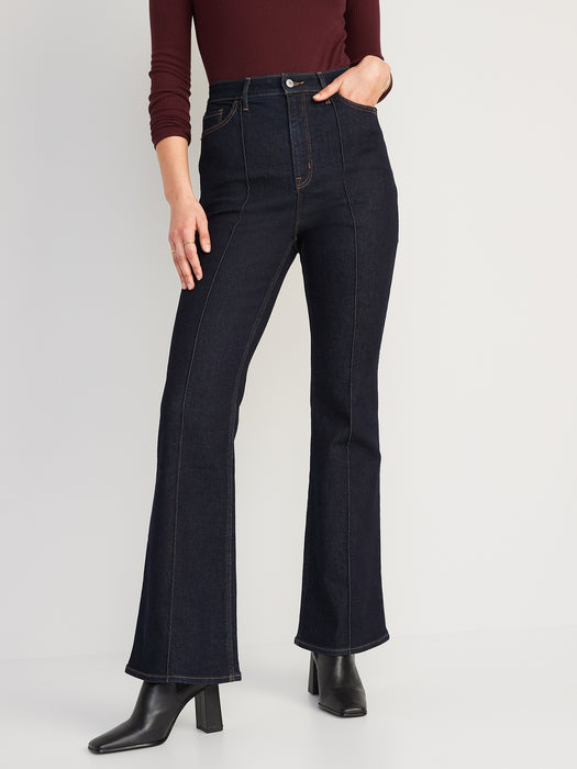 Higher High-Waisted Pintuck Flare Jeans for Women