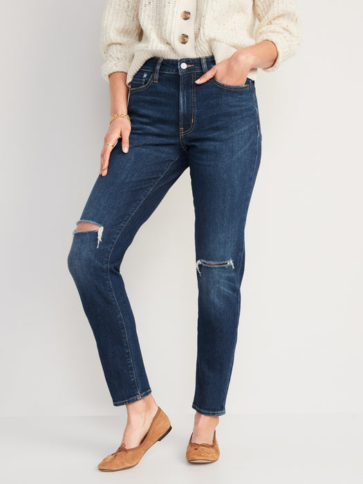 High-Waisted OG Straight Ripped Jeans for Women