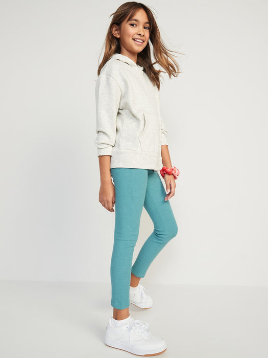 Full-Length Built-In Tough Rib-Knit Leggings for Girls
