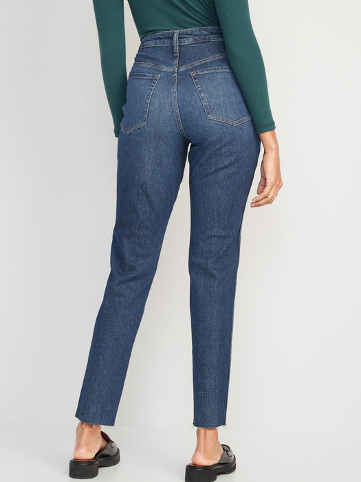 High-Waisted OG Straight Cotton-Hemp Blend Cut-Off Jeans for Women