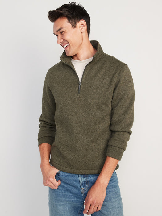 Sweater-Fleece Mock-Neck Quarter-Zip Sweatshirt for Men
