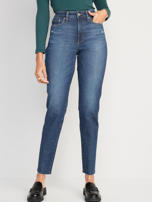 High-Waisted OG Straight Cotton-Hemp Blend Cut-Off Jeans for Women