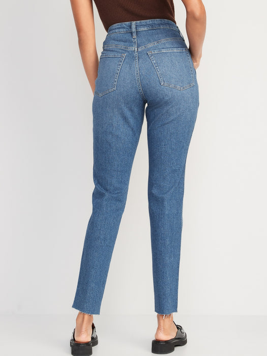 High-Waisted OG Straight Cotton-Hemp Blend Cut-Off Jeans for Women
