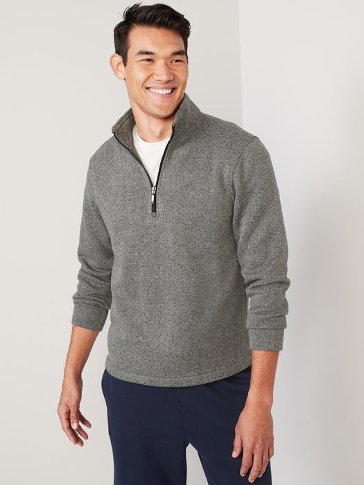 Sweater-Fleece Mock-Neck Quarter-Zip Sweatshirt for Men