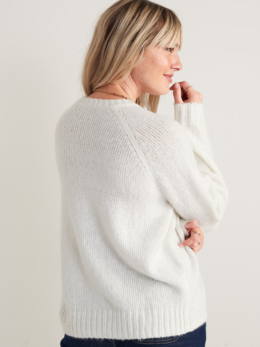 Cozy Shaker-Stitch Pullover Sweater for Women