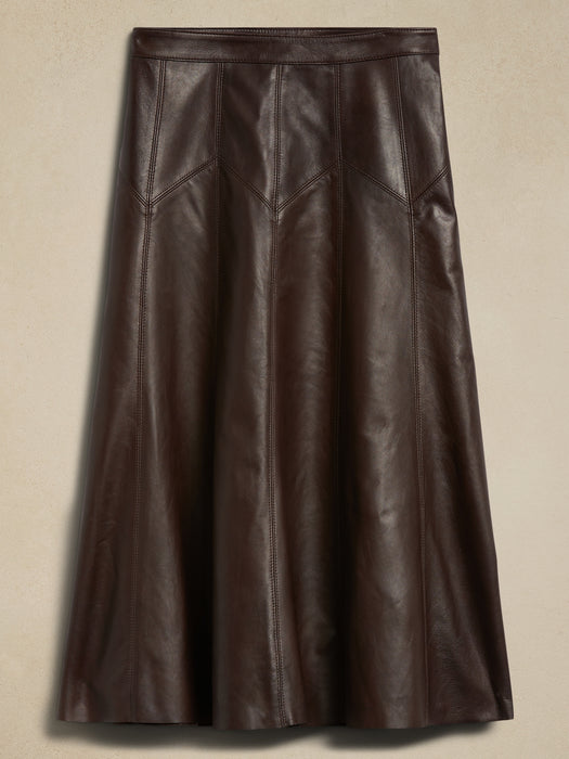 Rivina Leather Midi Skirt
