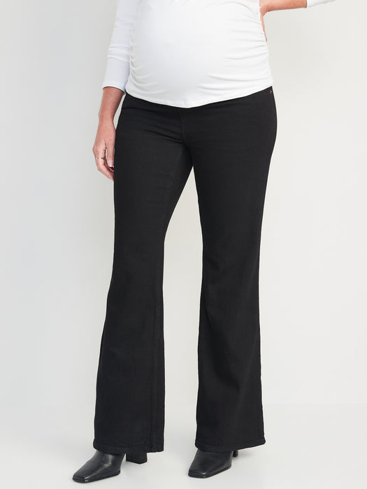 Maternity Full Panel Flare Black Jeans