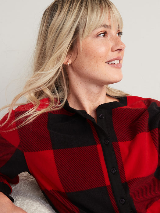 Fleece Henley Pajama Romper -- 3.5-inch inseam