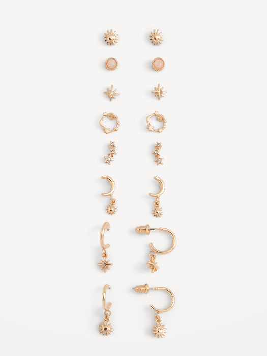 Gold-Toned Earrings Variety 8-Pack for Women