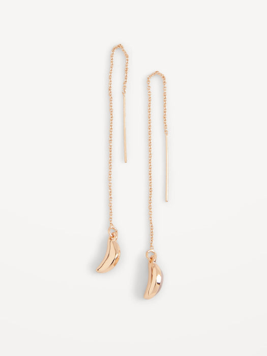 Gold-Tone Amethyst Quartz Pull-Through Threader Earrings for Women