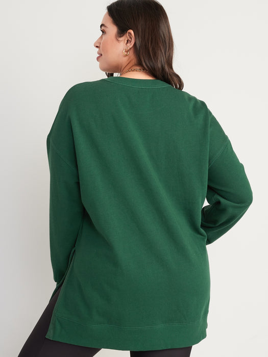 Oversized Boyfriend Garment-Dyed Tunic Sweatshirt for Women