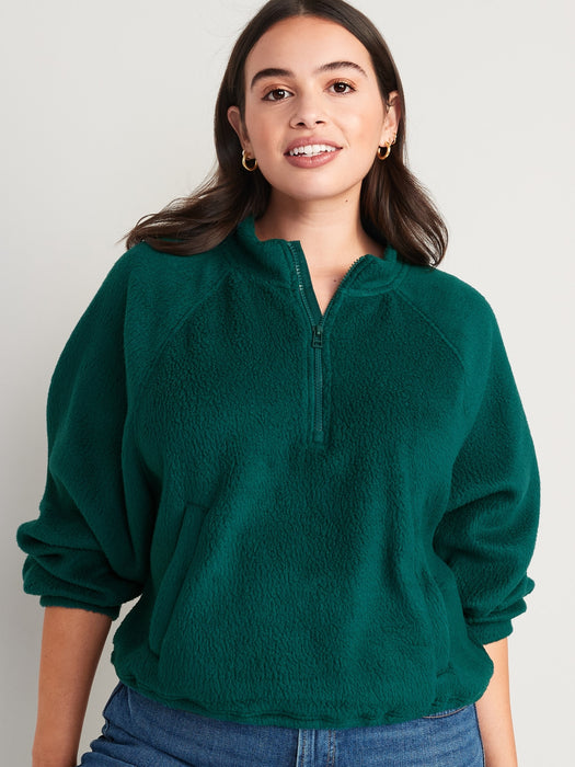 Oversized Sherpa Half-Zip Sweatshirt for Women