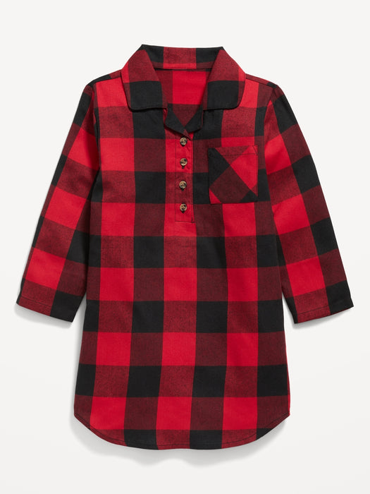 Matching Print Henley Nightgown for Toddler Girls