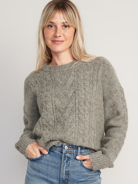 Speckled Cable-Knit Sweater for Women
