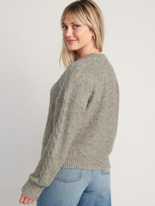 Speckled Cable-Knit Sweater for Women