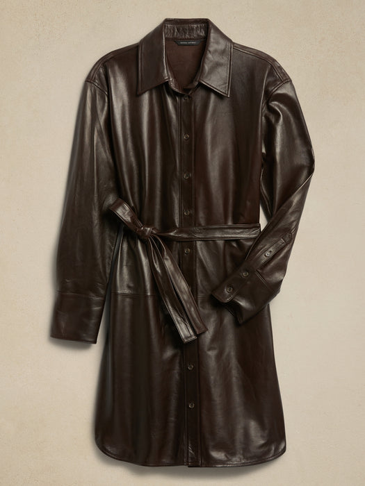 Gritti Leather Shirt Dress