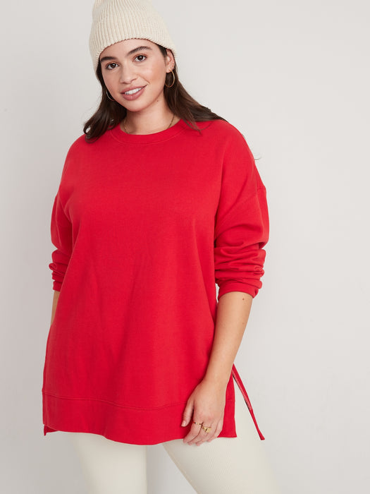 Oversized Boyfriend Garment-Dyed Tunic Sweatshirt for Women