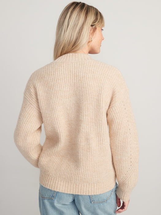 Cozy Shaker-Stitch Cardigan Sweater for Women