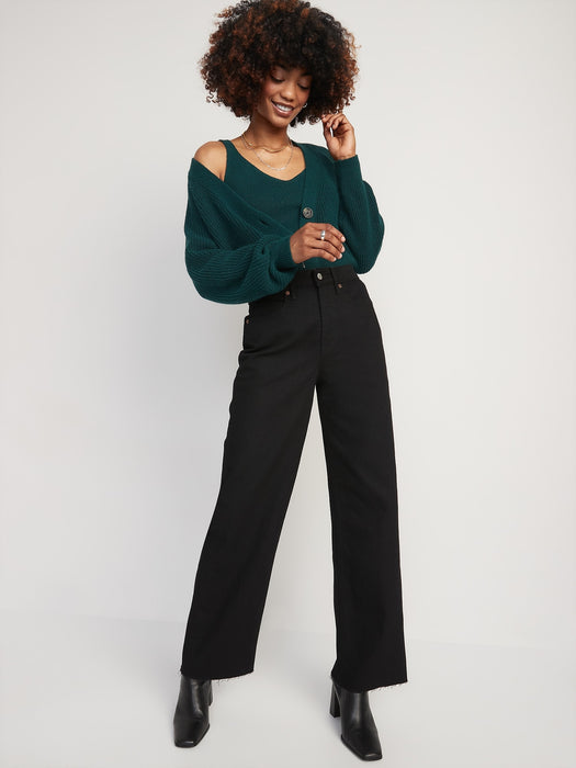 Extra High-Waisted Sky-Hi Wide-Leg Cut-Off Jeans for Women