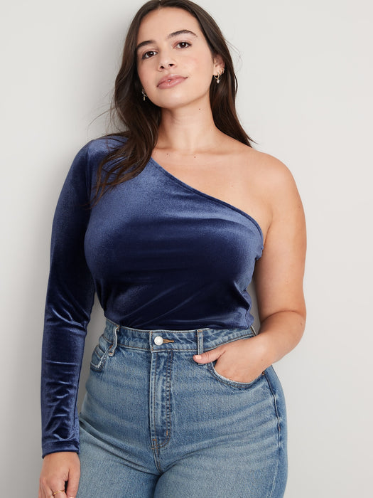 One-Shoulder Velvet Top for Women