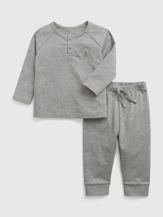 Baby 100% Organic Cotton Henley Two-Piece Outfit Set