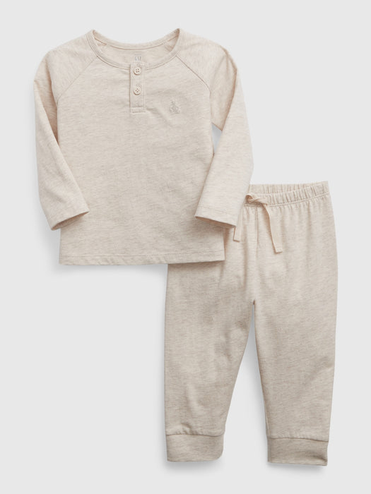 Baby 100% Organic Cotton Henley Two-Piece Outfit Set
