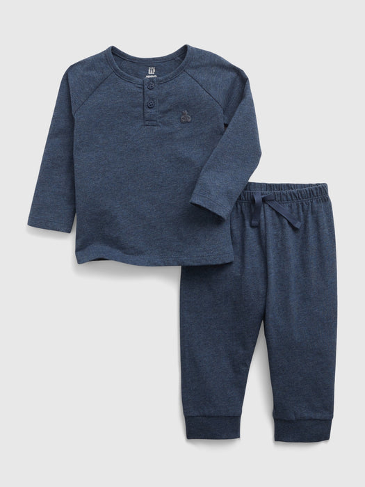 Baby 100% Organic Cotton Henley Two-Piece Outfit Set