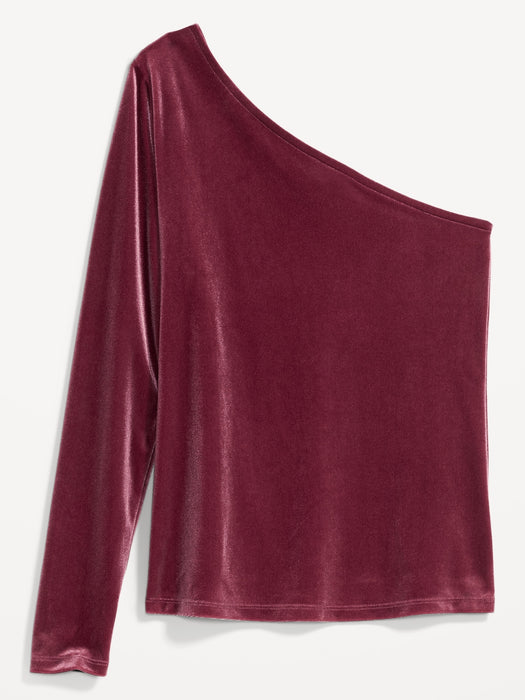One-Shoulder Velvet Top for Women