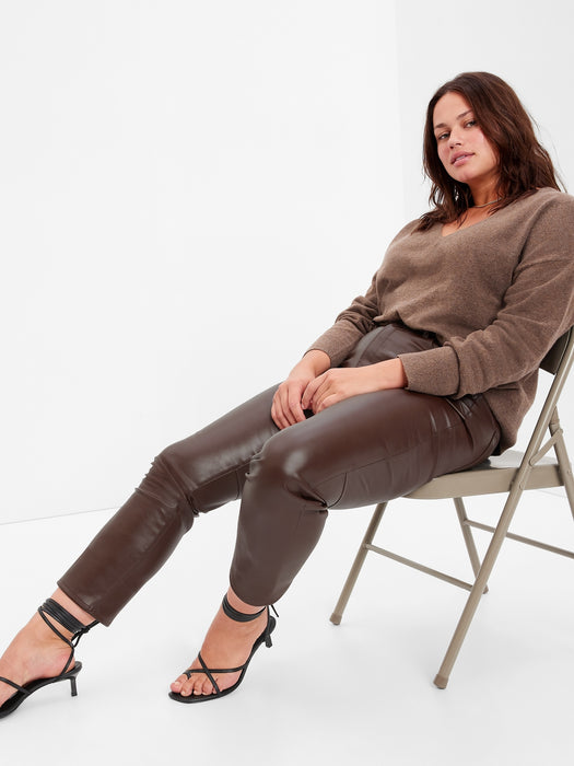 High Rise Faux-Leather Vintage Slim Jeans