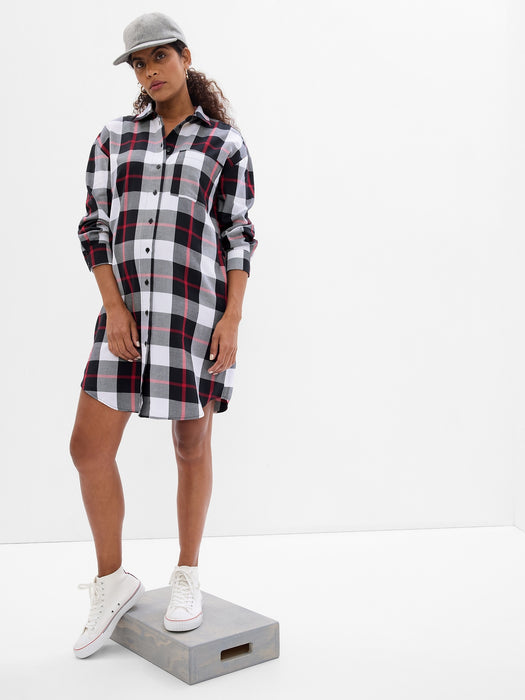 Maternity Plaid Shirtdress