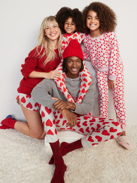 Gender-Neutral Matching Print Microfleece One-Piece Pajamas for Adults