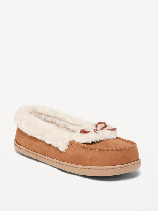 Faux-Suede Moccasin Slippers for Women