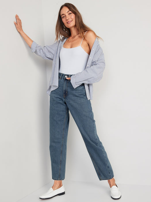 Extra High-Waisted Button-Fly Balloon Ankle Jeans for Women