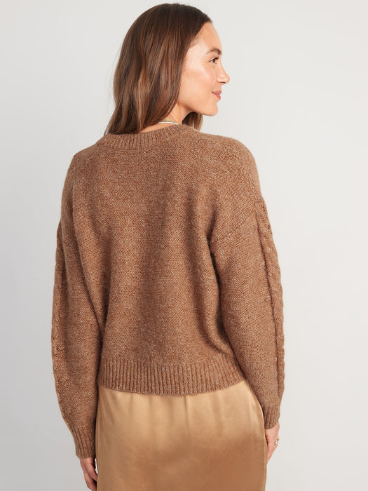 Heathered Cable-Knit Sweater for Women