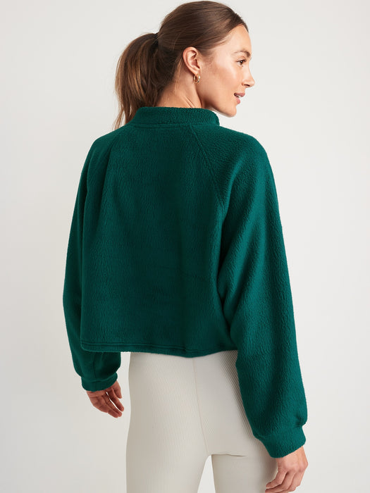 Oversized Sherpa Half-Zip Sweatshirt for Women