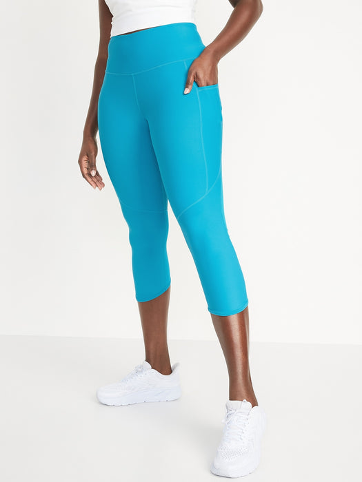 High-Waisted PowerSoft Mesh-Paneled Cropped Leggings for Women