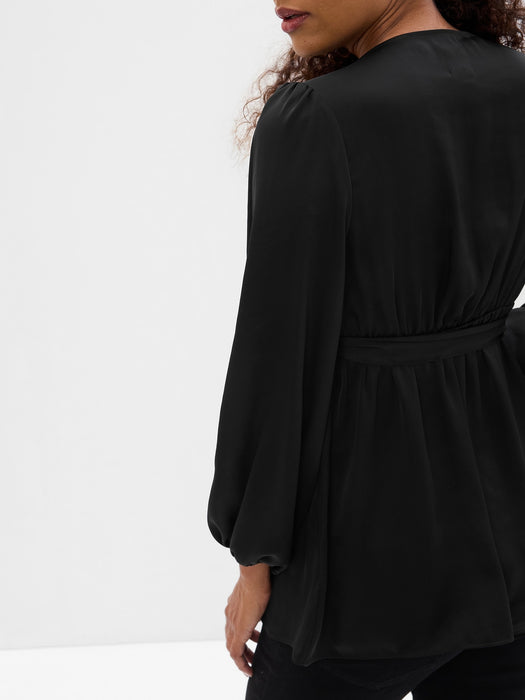Maternity Satin Wrap Top
