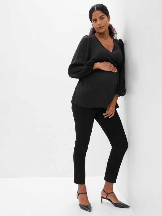 Maternity Satin Wrap Top