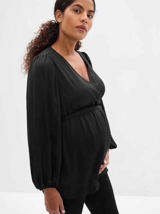 Maternity Satin Wrap Top