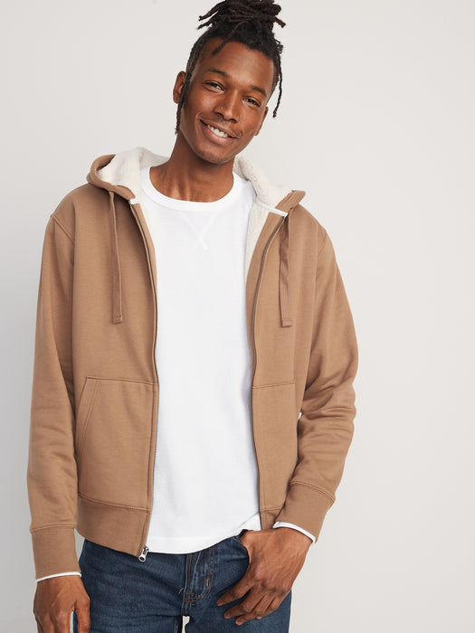 Cozy Sherpa-Lined Zip Hoodie for Men