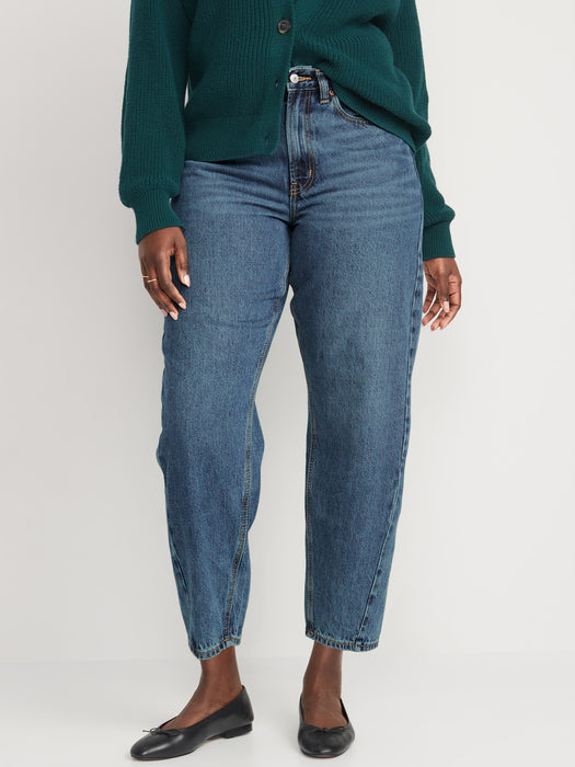 Extra High-Waisted Button-Fly Balloon Ankle Jeans for Women