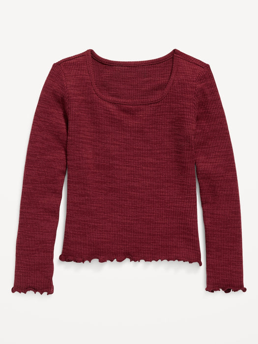 Cozy Rib-Knit Long-Sleeve Top for Girls