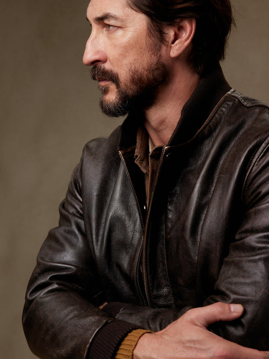 BR ARCHIVES Leather Bomber Jacket